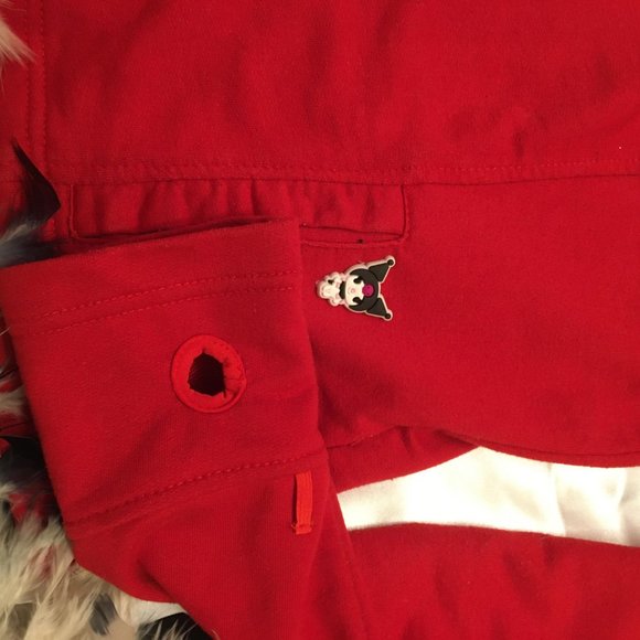 ADORABLE red y2k hoodie with meatllic horns removable tail and kuromi details! - Picture 13 of 16
